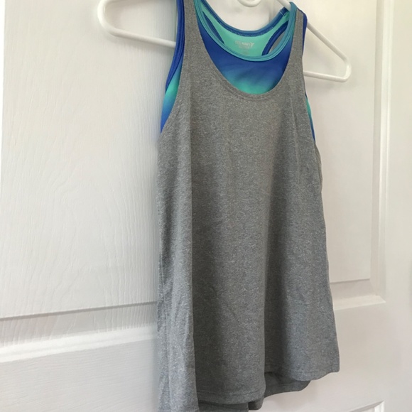 Old Navy Active gray blue green Go Dry Sports Tank Bra Girls 10 / 12 (Big Kids) - Picture 4 of 16